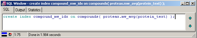 [Image: Create protein-based indexes through normal Oracle commands.
